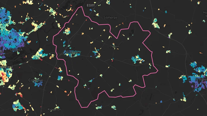 House price heatmap showing property values across Bingham
