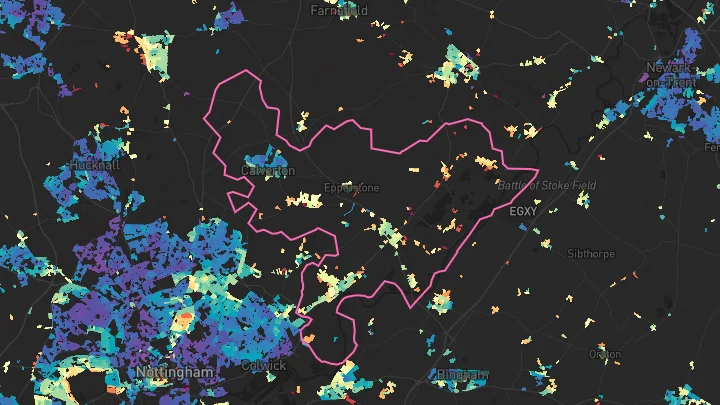 House price heatmap showing property values across Calverton