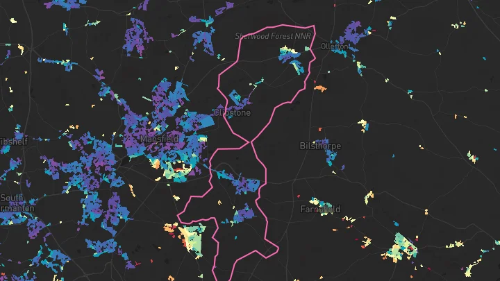 House price heatmap showing property values across Rainworth