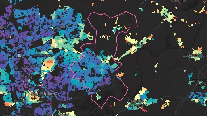 House price heatmap showing property values across Carlton