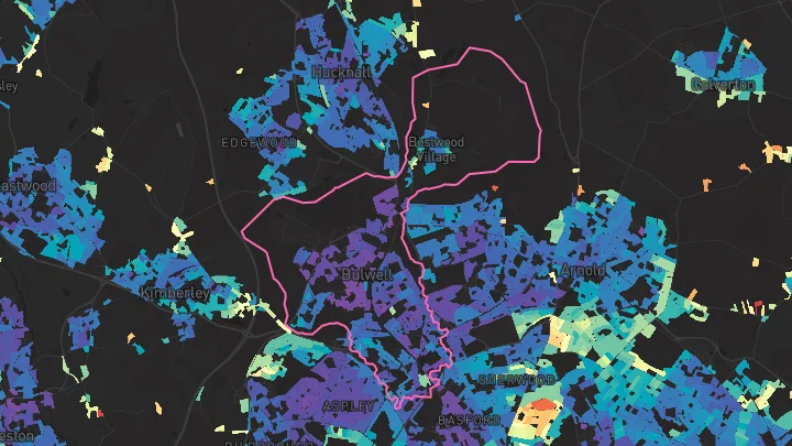 House price heatmap showing property values across Nottingham