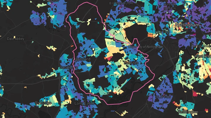 House price heatmap showing property values across Beeston
