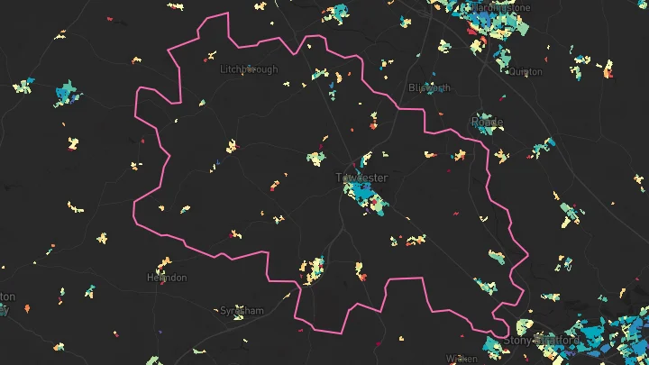 House price heatmap showing property values across Towcester