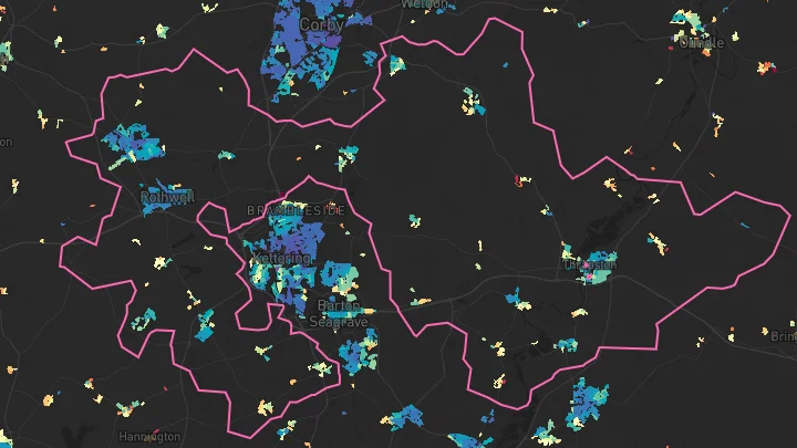 House price heatmap showing property values across Desborough