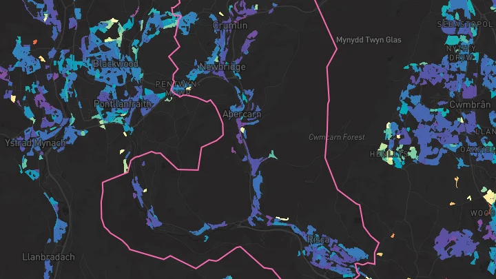 House price heatmap showing property values across Risca