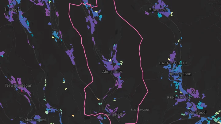 House price heatmap showing property values across Blaina