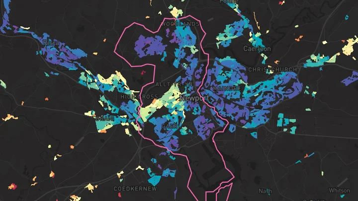 House price heatmap showing property values across Newport