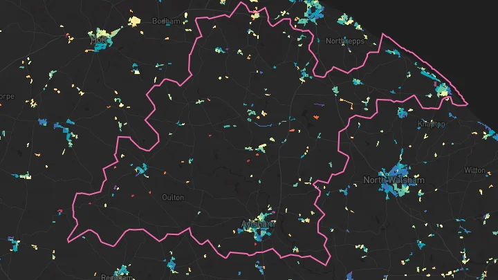 House price heatmap showing property values across Aylsham