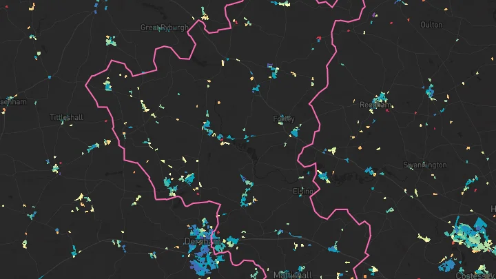 House price heatmap showing property values across Mattishall