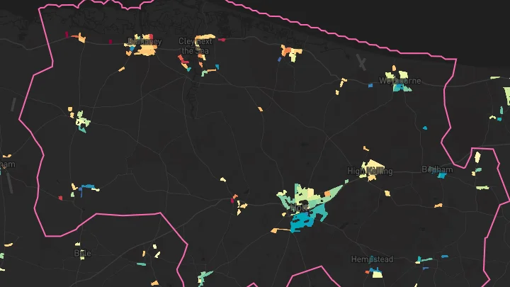 House price heatmap showing property values across Holt