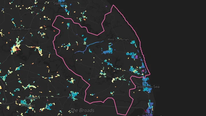 House price heatmap showing property values across Hemsby