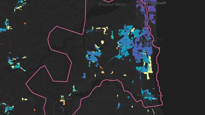 House price heatmap showing property values across Gorleston