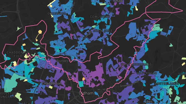 House price heatmap showing property values across Oldham