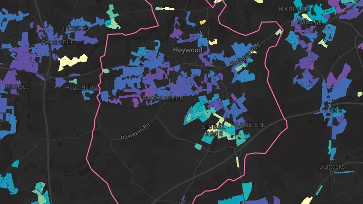 House price heatmap showing property values across Heywood