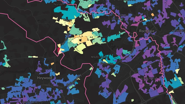 House price heatmap showing property values across Rochdale