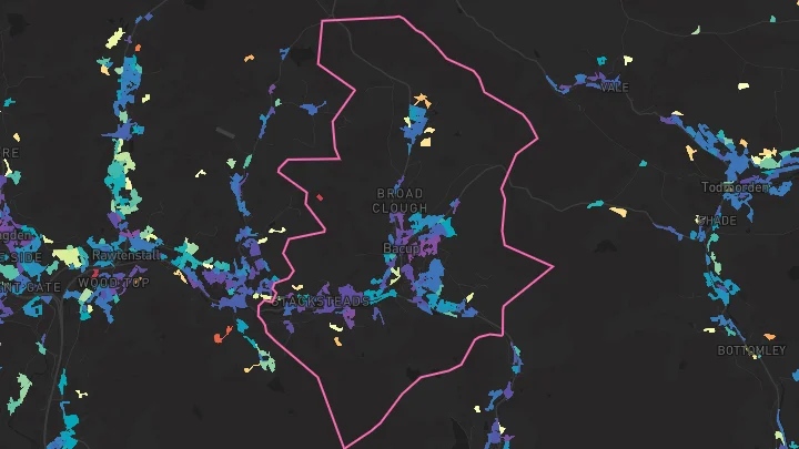 House price heatmap showing property values across Bacup