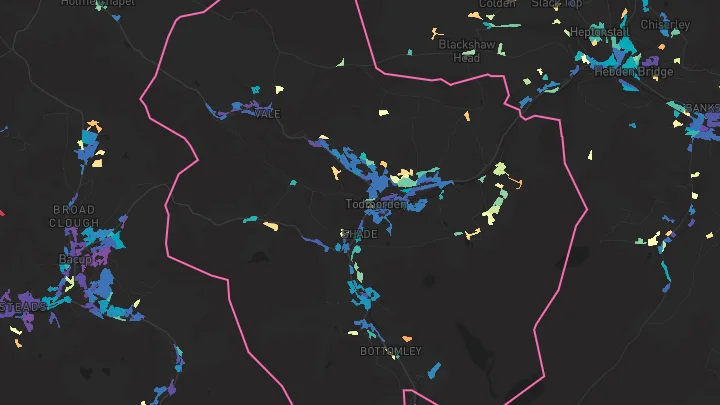 House price heatmap showing property values across Todmorden