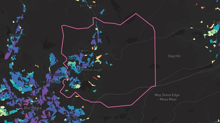 House price heatmap showing property values across Littleborough