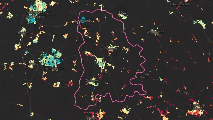 House price heatmap showing property values across Cholsey