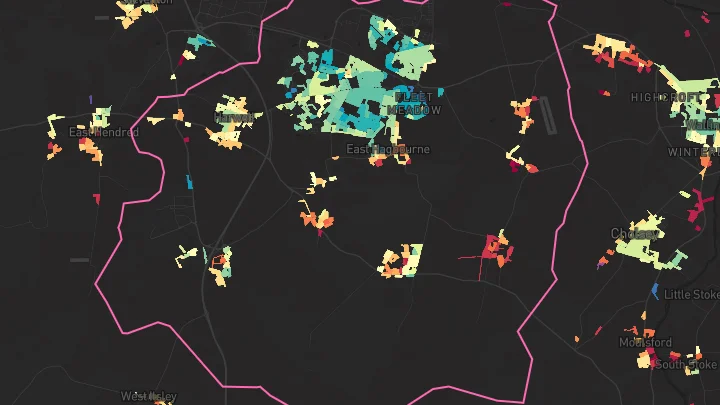 House price heatmap showing property values across Didcot