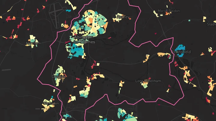 House price heatmap showing property values across Abingdon