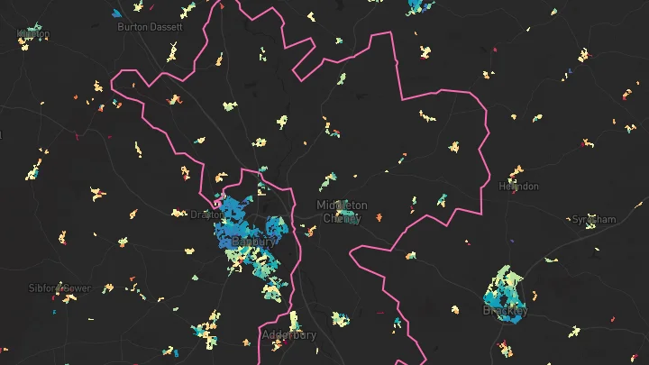 House price heatmap showing property values across Middleton Cheney