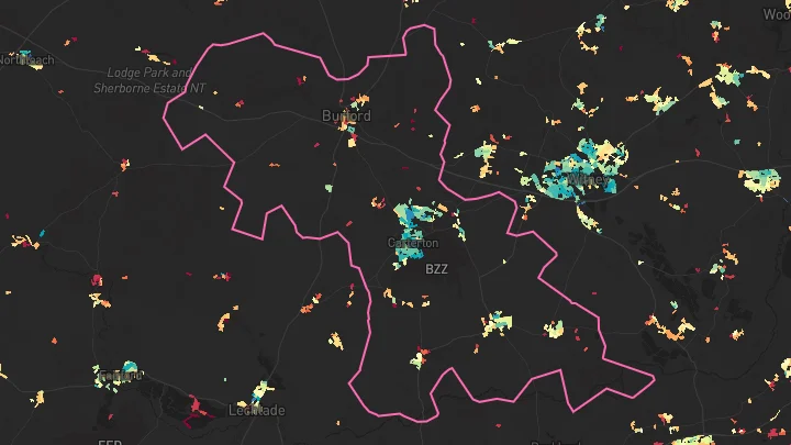 House price heatmap showing property values across Carterton