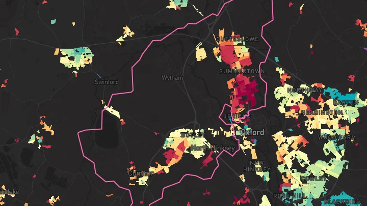 House price heatmap showing property values across Oxford