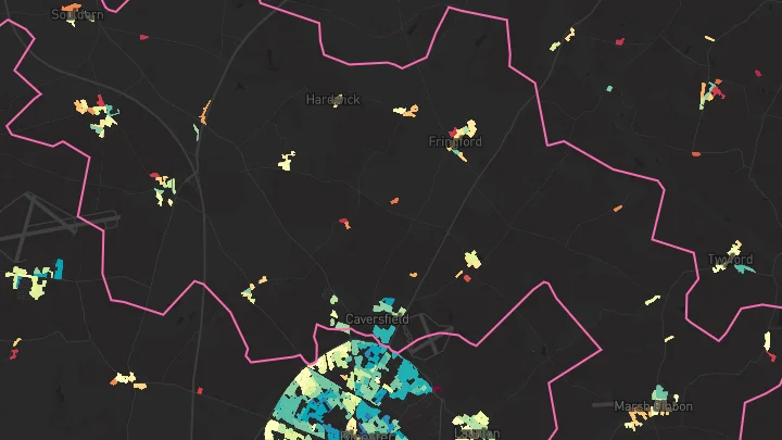 House price heatmap showing property values across Caversfield