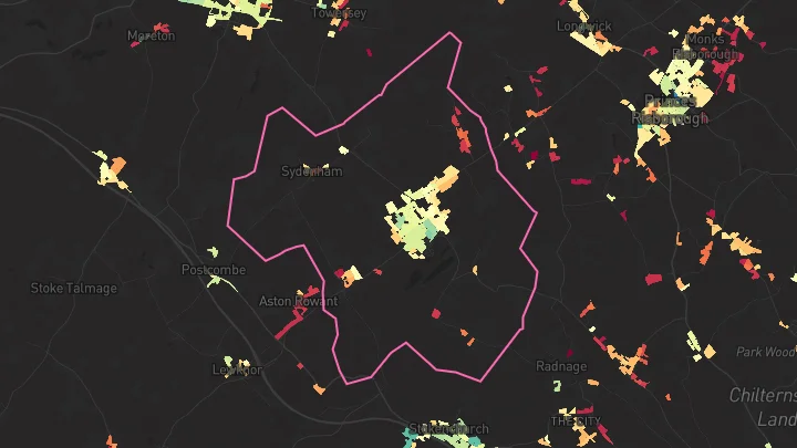 House price heatmap showing property values across Chinnor