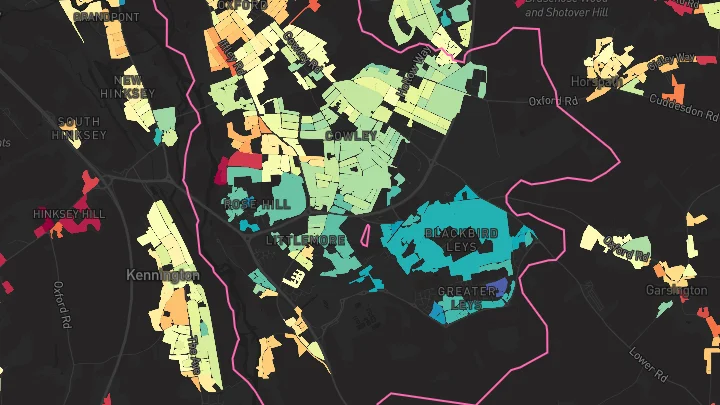 House price heatmap showing property values across Oxford