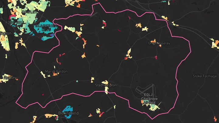 House price heatmap showing property values across Chalgrove