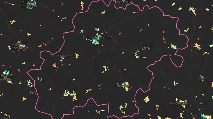 House price heatmap showing property values across Chipping Norton