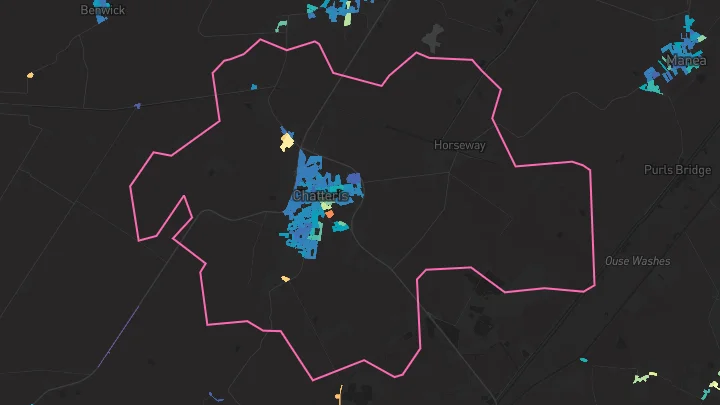 House price heatmap showing property values across Chatteris