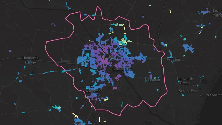 House price heatmap showing property values across Boston