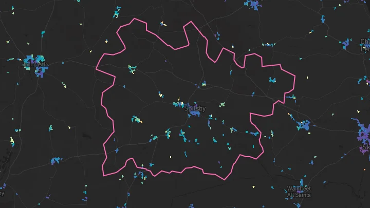 House price heatmap showing property values across Spilsby