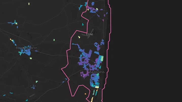 House price heatmap showing property values across Skegness