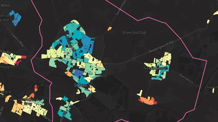 House price heatmap showing property values across St Ives