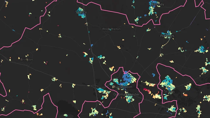 House price heatmap showing property values across Sawtry