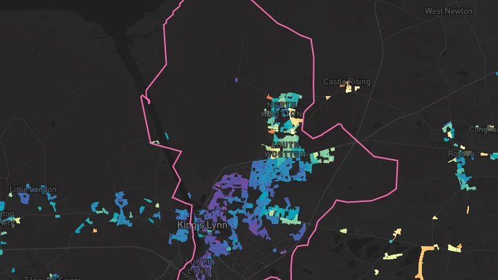 House price heatmap showing property values across Kings Lynn
