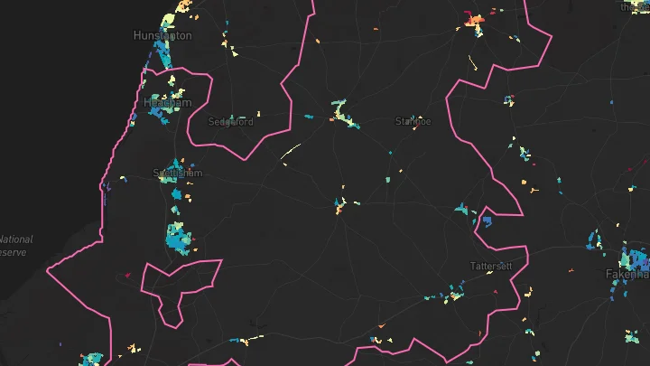 House price heatmap showing property values across Heacham