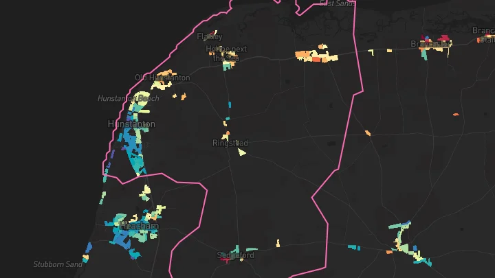 House price heatmap showing property values across Hunstanton