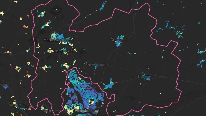 House price heatmap showing property values across Deeping St James