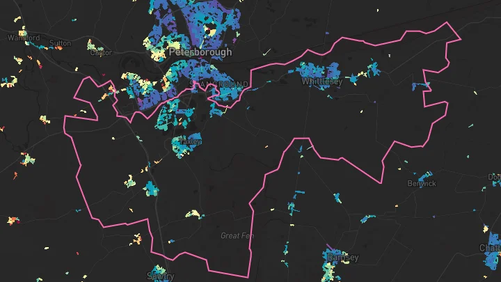 House price heatmap showing property values across Whittlesey