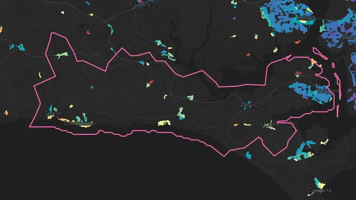 House price heatmap showing property values across Torpoint