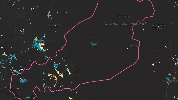 House price heatmap showing property values across Bere Alston