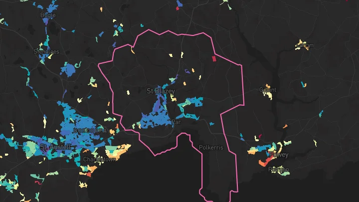 House price heatmap showing property values across St Blazey