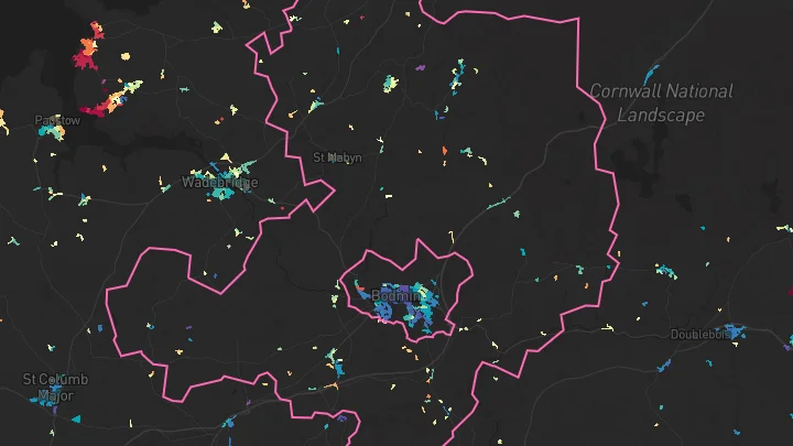 House price heatmap showing property values across Lanivet