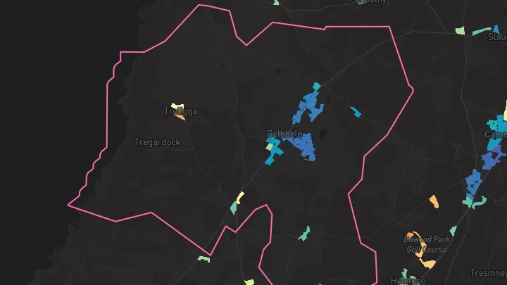 House price heatmap showing property values across Delabole