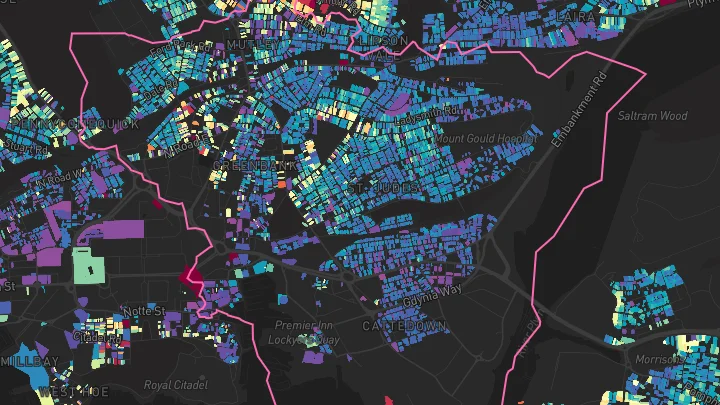 House price heatmap showing property values across Plymouth
